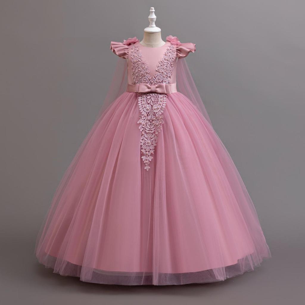 New Long Elegant Dress for Young Girls Flower Girl Princess Dresses White Formal Clothes From 4 To12 Years