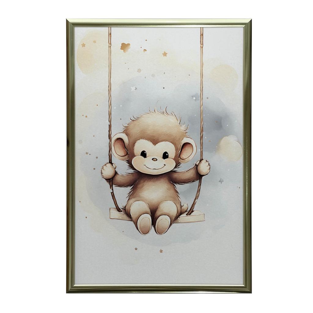 Małpka Na Huśtawce Małpka Na Huśtawce, 50X70 Cm, Bez Ramy, Płótno Premium Na Blejtramie