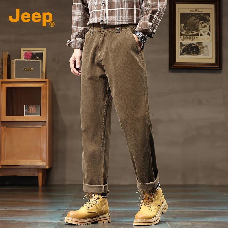 Jeep Men's Loose Fit Corduroy Straight Leg Pants