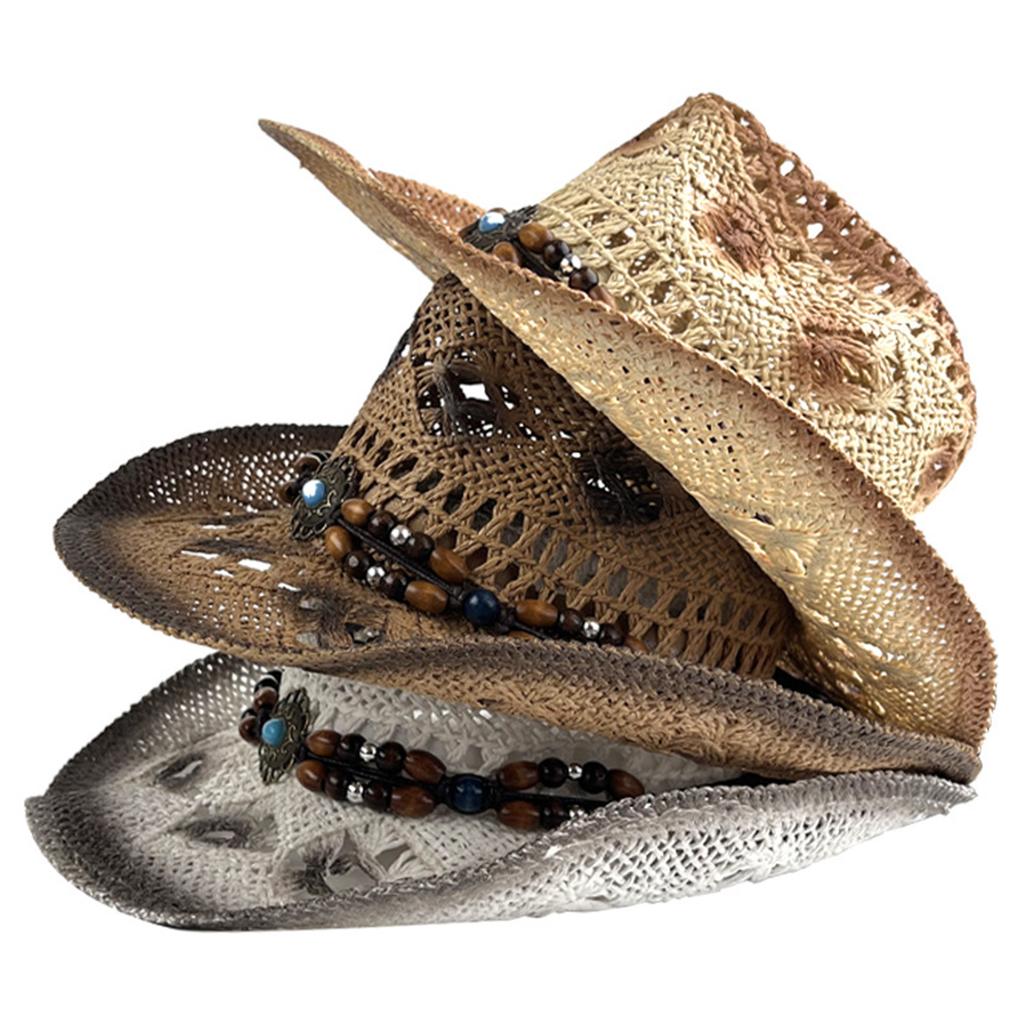 Hollow Out Straw Weaving Cowgirl Hat Novelty Cowboy Hat Summer Beach Hat Cowgirl Hat Western Fancy Dress Accessory