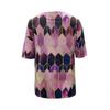 Women Tie-dye Printed Embroidery Collar Splicing Sleeve Pullover Blouse Tops