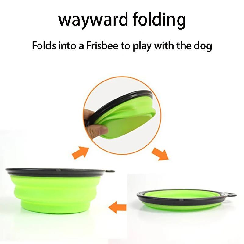 Dogs Feed Supplies Folding Silicone Bowl Portable Puppy Water Container with Carabiner Folding Cats Bowl Travel Pets Accessories