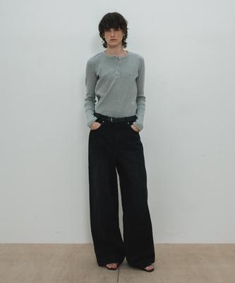 MOONSUN Unisex, Loose-Fit Denim Pants / Washed Black