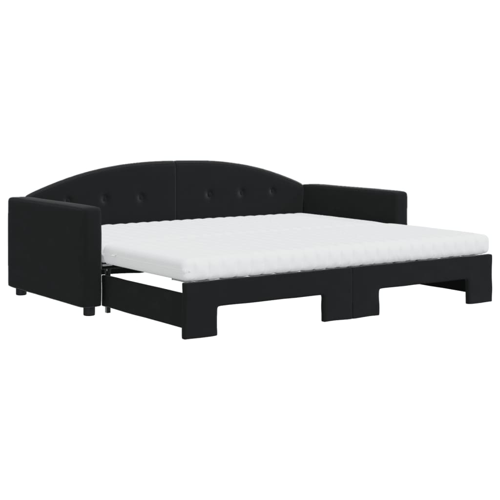 Extendable Daybed with Mattresses Black 90x190 cm Velvet