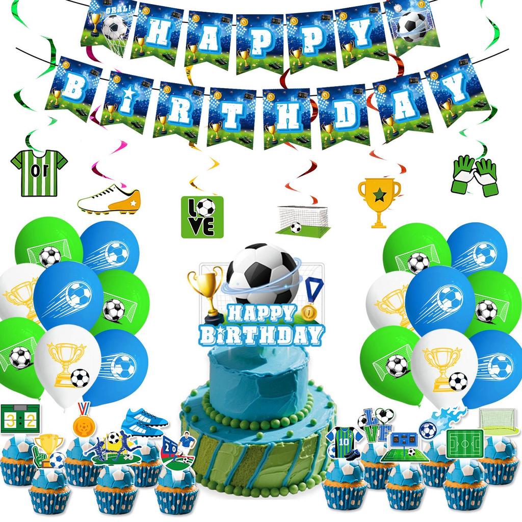 Football Theme Birthday Party Tableware Set: Disposable Tablecloth, Plates, Cups, and Decorations