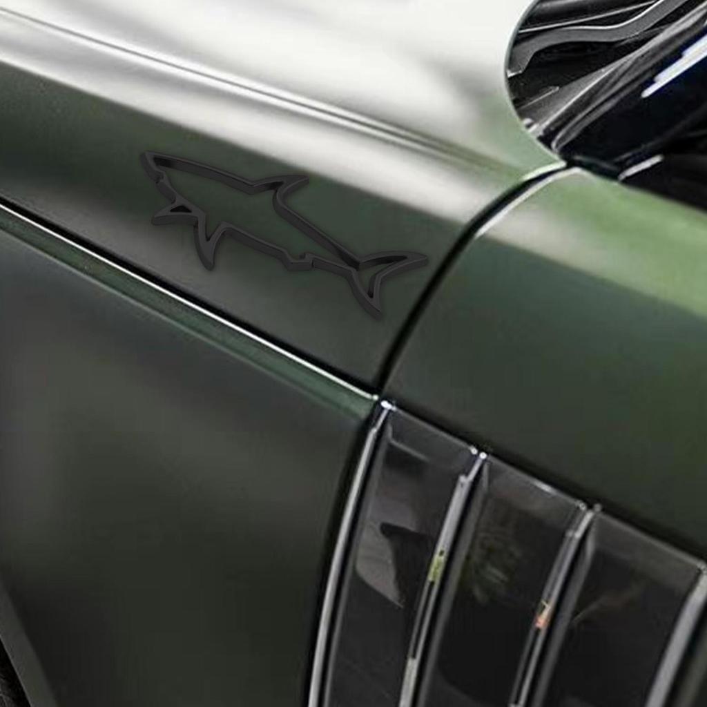Car Badges Emblems Funny Shark Car Stickers Hollow Weatherproof Sun-Resistant Modification Side Label For Truck Motorcycle