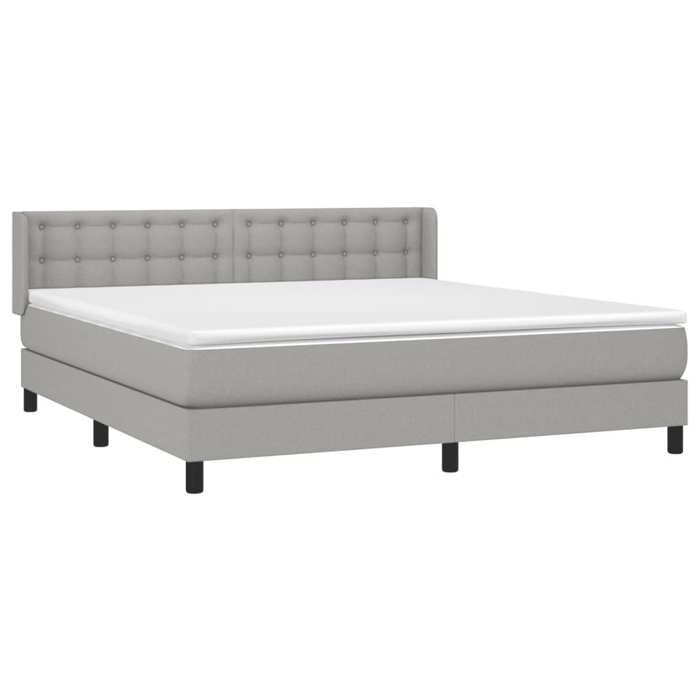 3130049 vidaXL Lit à sommier tapissier avec matelas Gris clair 180x200cm Tissu