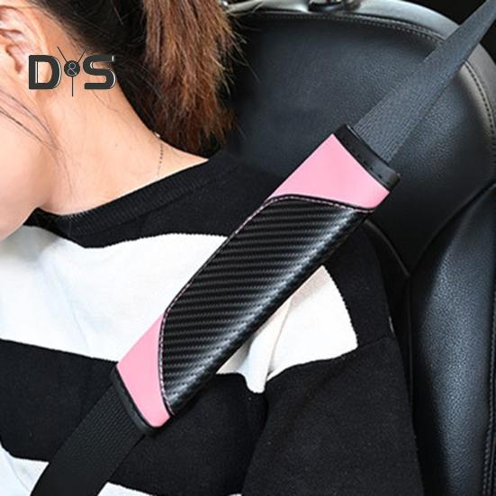 2Pcs Car Seat Belt Cover Carbon Fiber Safety Belt Shoulder Guards Breathable Safety Harness Pad for Protecting Neck Shoulder