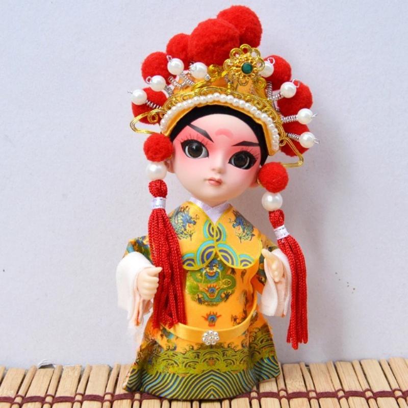 Chinese Peking Opera Mask Doll Opera Character Decoration Silk Doll Chinese Handmade Decorative Gifts Shop Decoration Doll