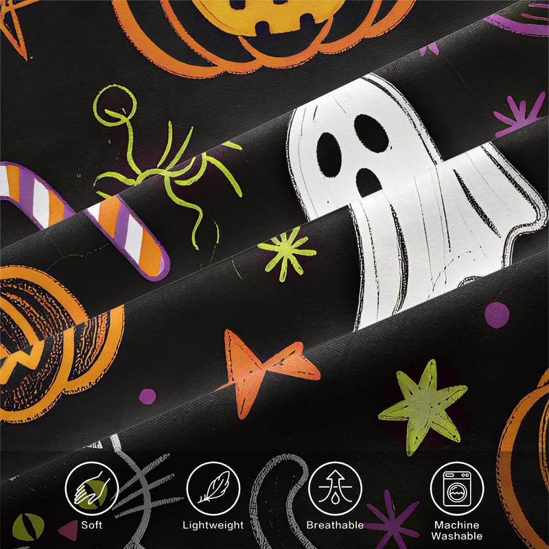 Cute Halloween Duvet Cover Set Cartoon Ghost Black Cat Pumpkin Tombstone Print Bedding Set Fashion Quilt Cover Set Bedroom Decor