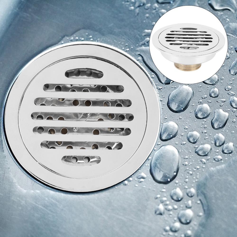Silver Shower Floor Drain Copper Floor Drain Strainer Rustproof Drain Strainer  Garage