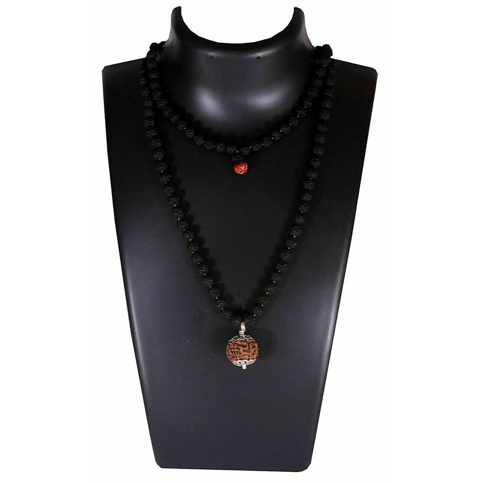 

5 Mukhi Nepali Rudraksha 108+1 Beads Pure Silver Cap + Lab Certified G150 HC704
