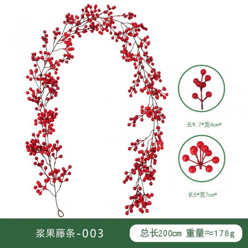 Artificial Red Berry Vine Garland Christmas Decor Holiday Party Home Wedding Styling