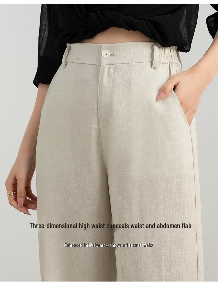 Guang Mei Women's Breathable Linen Wide-Leg Petite Pants - Summer Casual Drape Tencel 2026