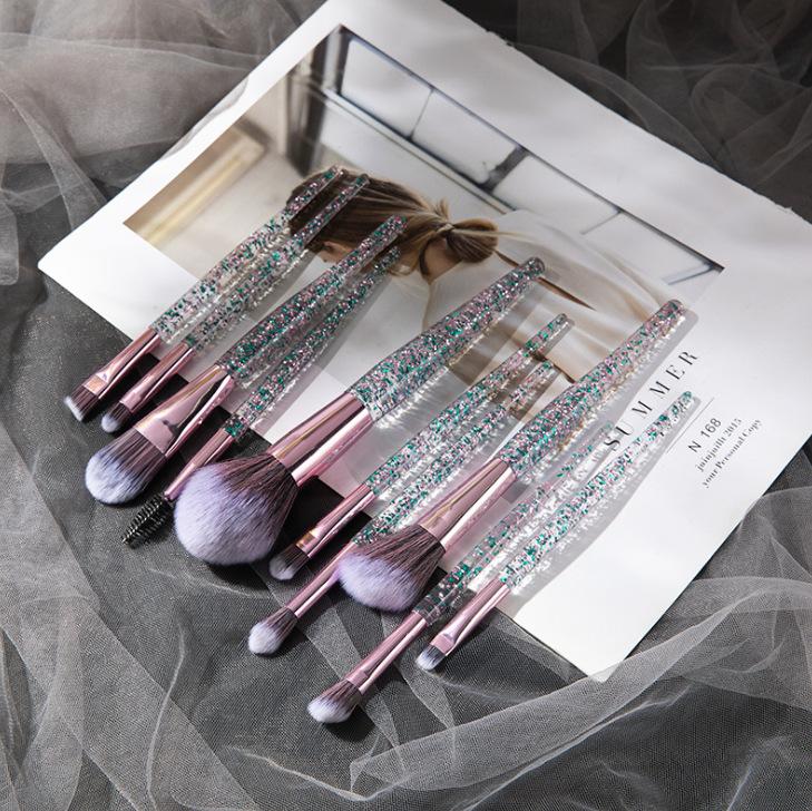 10 Crystal Makeup Brushes Eyeshadow Brushes Blush Brushes Loose Powder Brushes Set Full Set of Makeup Tools