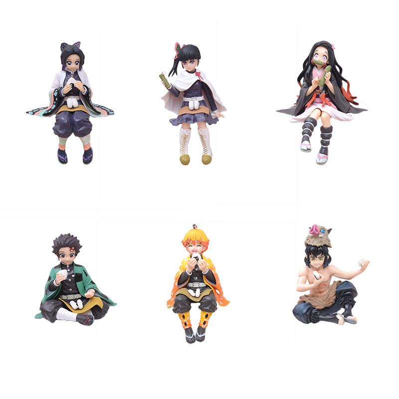 Demon Slayer Kimetsu No Yaiba PVC Figuren Set Mit Sitzenden Posen Modellen Zum Sammeln Und Ausstellen