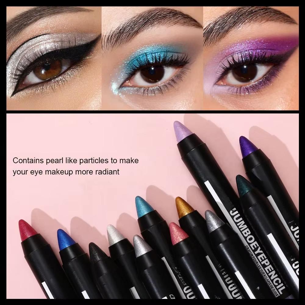 Smoky Dark Green Eyeshadow Pencil Stick 12 Colors Metallic Glitter Eye Shadow Highlighter Pen Makeup Tool Waterproof Pearlescent