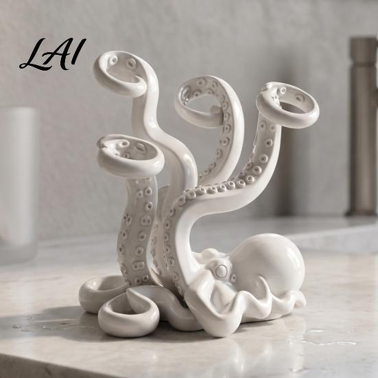 3D Printed Stationery Holder Octopus Toothbrush Holder Creative Space Saving Desk Organizer Durable Unique Desktop Ornament PLA Material Stable Base