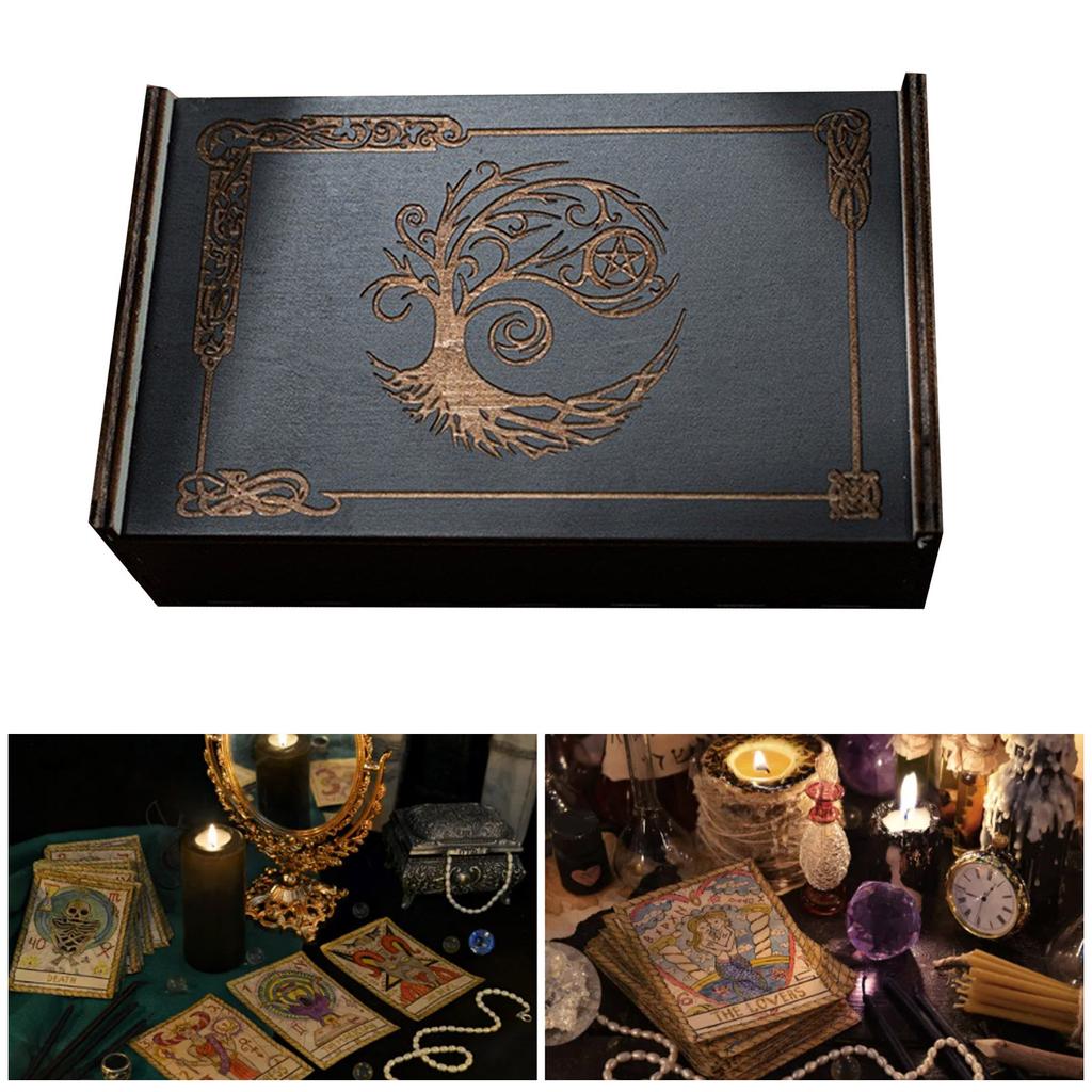 Wood Tarot Card Storage Case Push Pull Tarot Cards Storage Box Portable Card Container Astrologys Trinkets Box Enduring