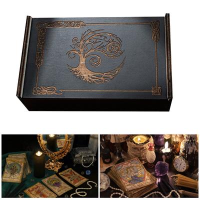 Drewniane etui do przechowywania kart tarota, pudełko do przechowywania kart tarota typu push pull, przenośne pudełko na karty, astrologiczne drobiazgi, trwałe