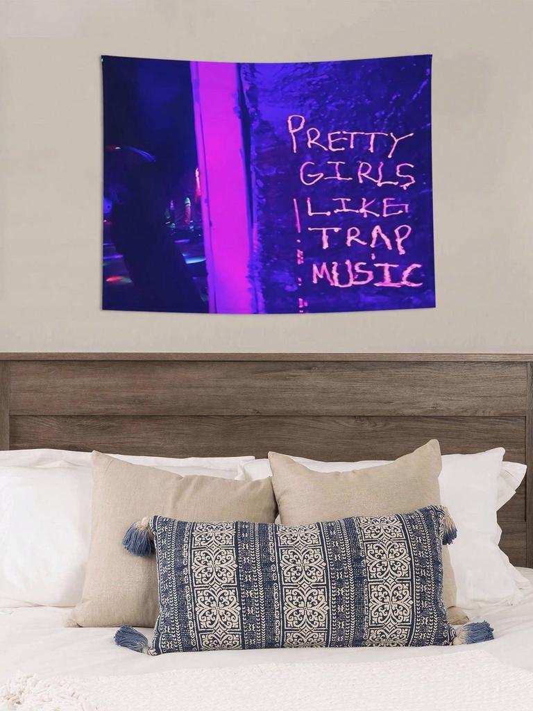 1 Pretty Girls Trap Music Tapestry Single Sided Print Polyester Wall Tapestry Bedroom Living Room Dorm Decor Trendy Stylish Gift