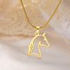 Horse Head Necklace Women Men Stainless Steel Jewelry Snake Chain Animal Pendant for Horseback Riders New Year Zodiac Horse Gift