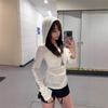 Y2K Style Sun-Protective Hooded Long-Sleeve T-Shirt for Women, Summer American Style, Slim Fit, Trendy Top