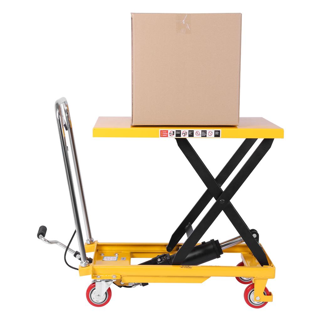 330lbs Hydraulic Lift Cart 21-72cm Height Adjustable Manual Single Scissor Lift for Material Handling and Transportation