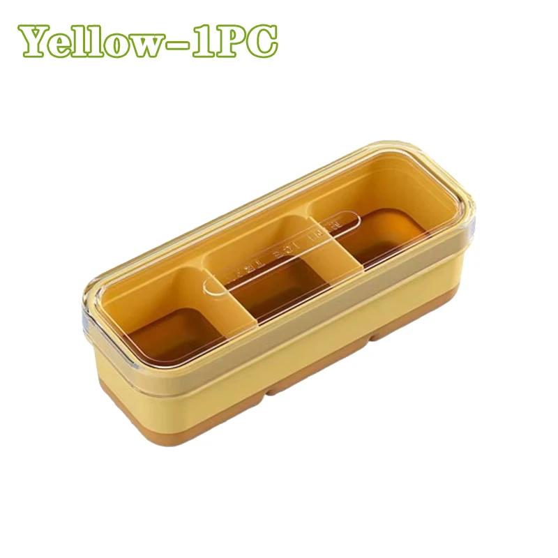 

1-10PCS Mini 3 Cavity Ice Cube Tray with Lid Soft Bottom Food Grade Square Ice Mold Storage Box for Ice Cream Making Tools