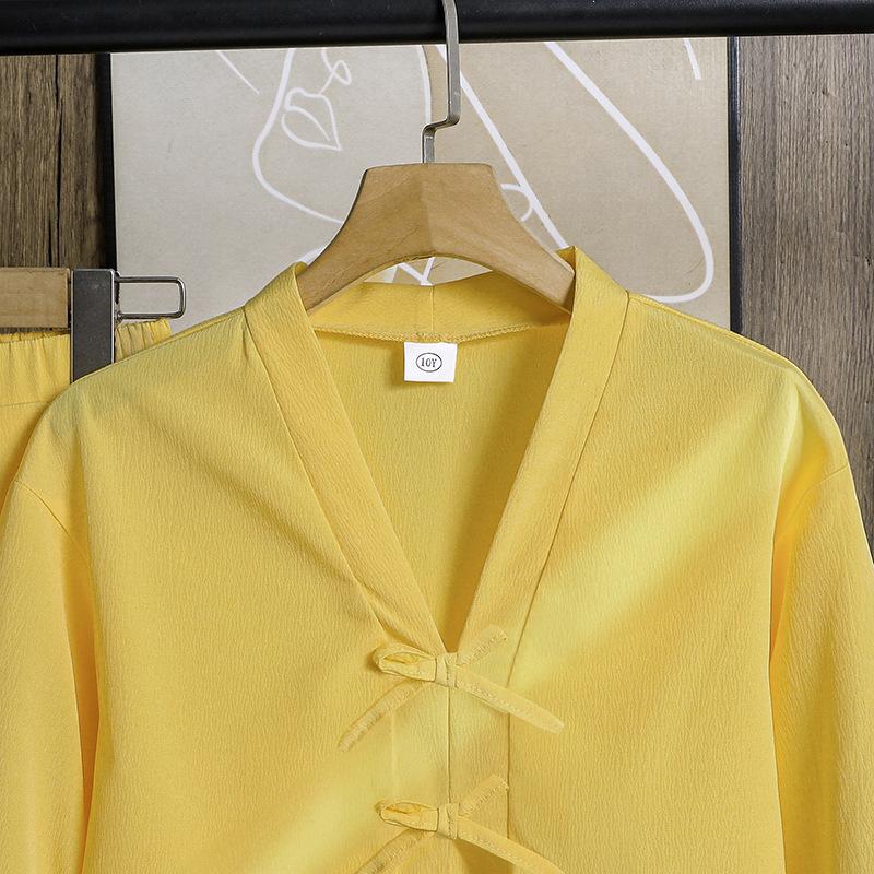 Modisches Mädchen-Set Herbst Kinder Freizeit Einfarbig Langarm Oberteil und Hosen Set