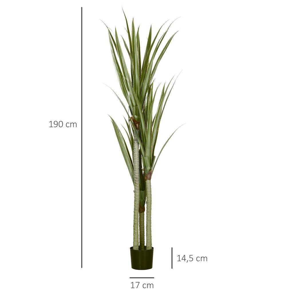 Artificial Yucca Large 190cm Artificial Plant, Plastic Artificial Plant In Pot, 17 X 17 X 190 Cm Emerald Green