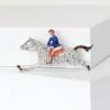 Rhinestone Decoration Horse Rider Brooch Baroque-Style Lapel Decoration  Men Women