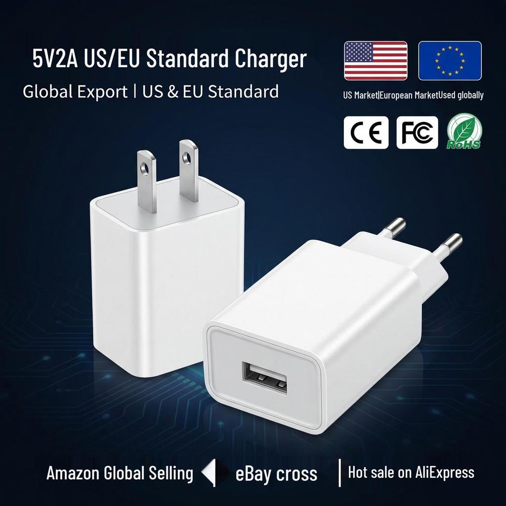 EU/US Standard 5V1A/5V2A USB Charger with Certification