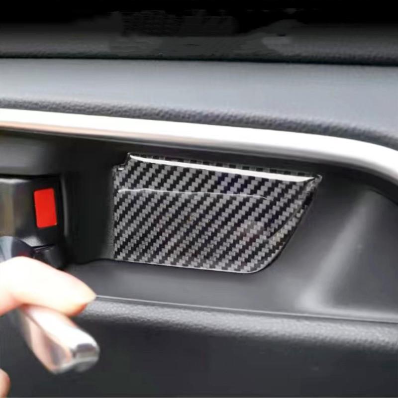 Wewnętrzna pokrywa drzwi samochodu z włókna węglowego osłona klamki tapicerka kalkomanie do Toyota RAV4 Corolla Camry Tundra wnętrze samochodu