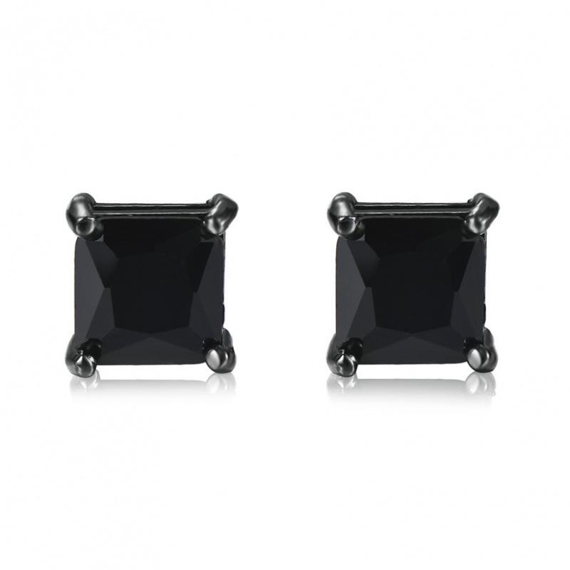 stud earrings women's zircon earrings European and American square black diamond square ear hanging source with trinkets women's jewelry