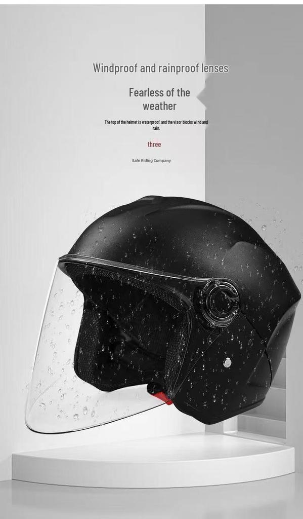 Unisex Winter Half Helmet for Electric Motorcycles - All-Season Cold Protection, Warm, 3C Certified