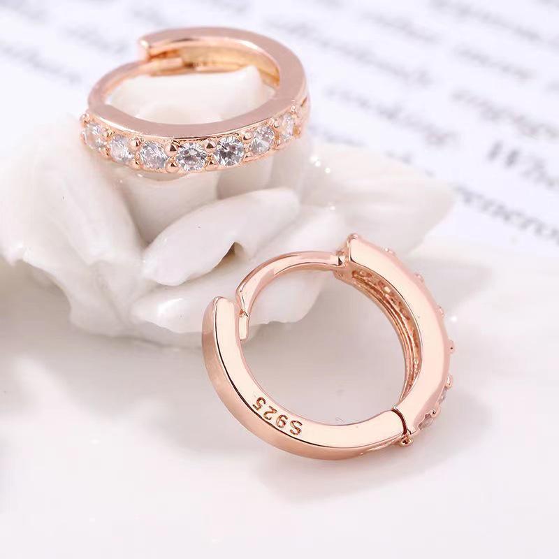Elegant Single Row Diamond Stud Earrings for Women: Versatile Ins Style Ear Cuffs, High-End Korean Design