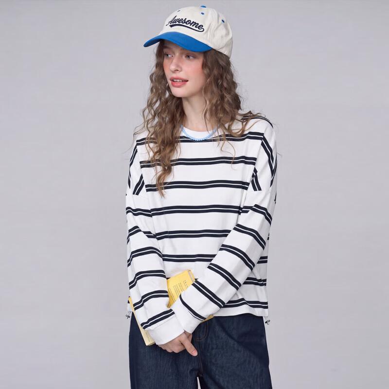Women's Retro Striped Long-Sleeve Casual T-Shirt