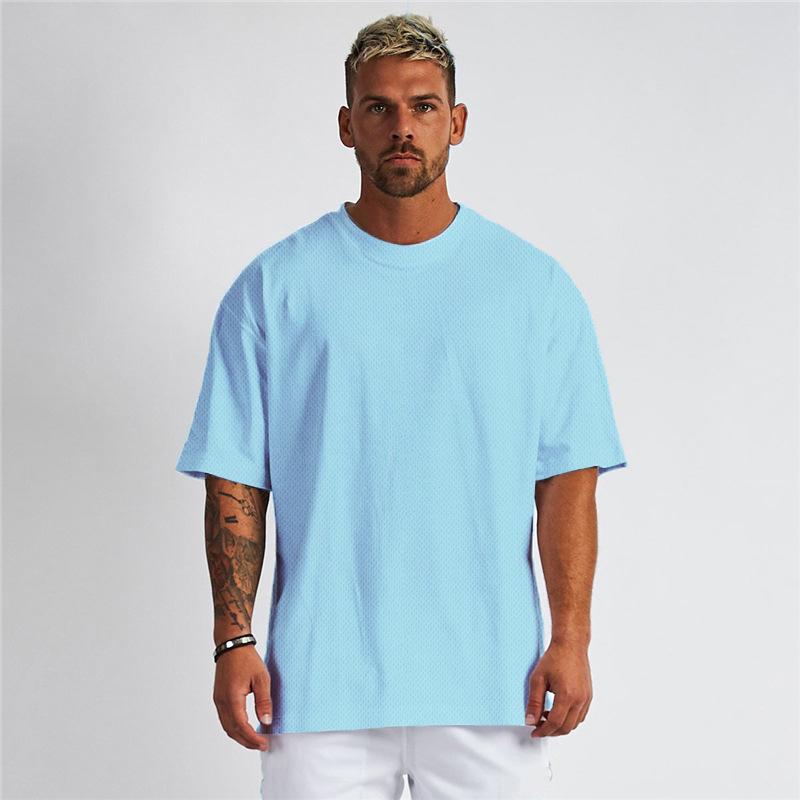 Men's Plus Size Mesh Breathable Oversized Drop Shoulder Fitness T-Shirt