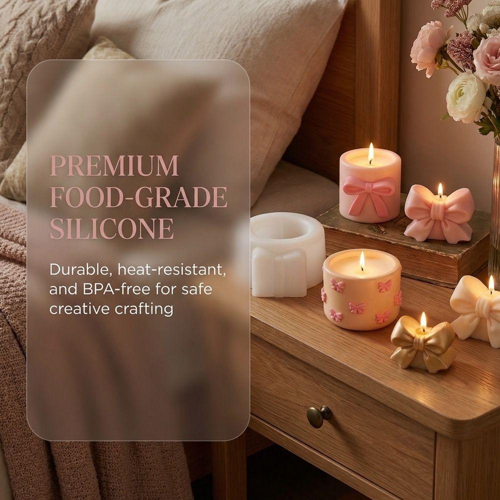 Bow Pattern Candle Cup Mold Non-Stick Candlestick Mold Portable Storage Jar Mould  Candle Making