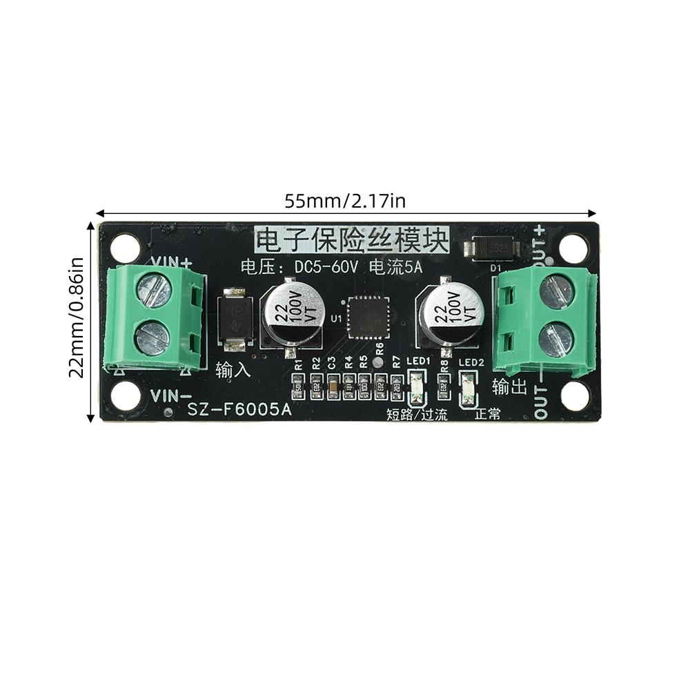 5A Smart Electronic Fuse Module DC 5-60V Auto Reset Overcurrent Protection for Battery Motor Protection DIY Industrial Equipment