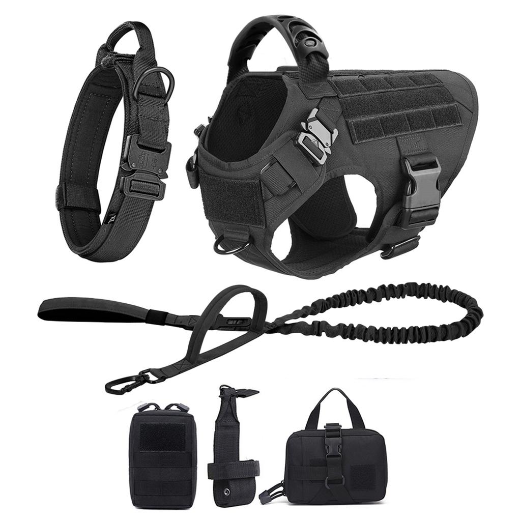 Set mit Geschirr und Leine für große Hunde, Haustier, Deutscher Schäferhund, Malinois, Trainingsweste, Hundegeschirr und Halsband für mittelgroße und große Hunde