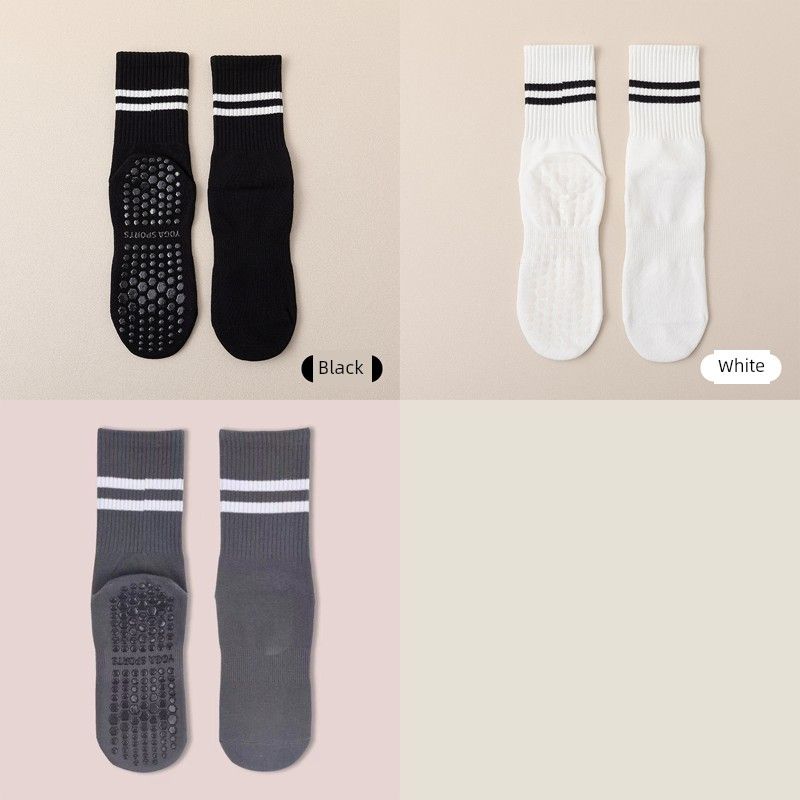 

Носки для йоги силиконовые нескользящие профессиональные женские взрослые носки для дома специальные носки для пилатеса женские гольфы спортивные носки Black + White + Grey