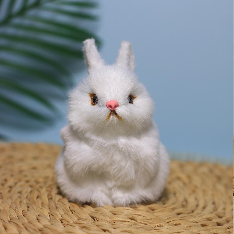 Plush Easter Bunny Figurine: Realistic Rabbit Toy & Home Decoration