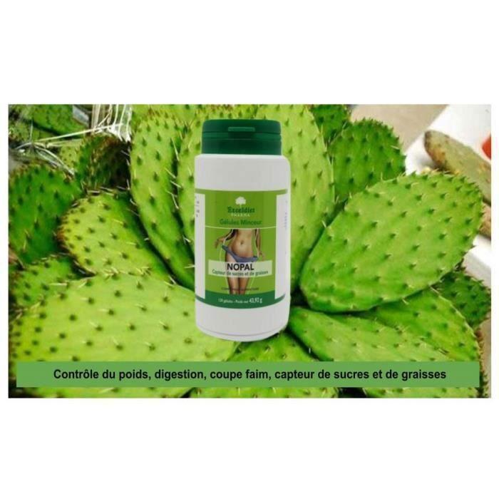 Nopal Minceur - Natürlicher Appetitzügler & Fett-Sensor &; Zucker | 120 Kapseln | Hilft, die Figur zu formen | Ballaststoff-Nahrungsergänzungsmittel.