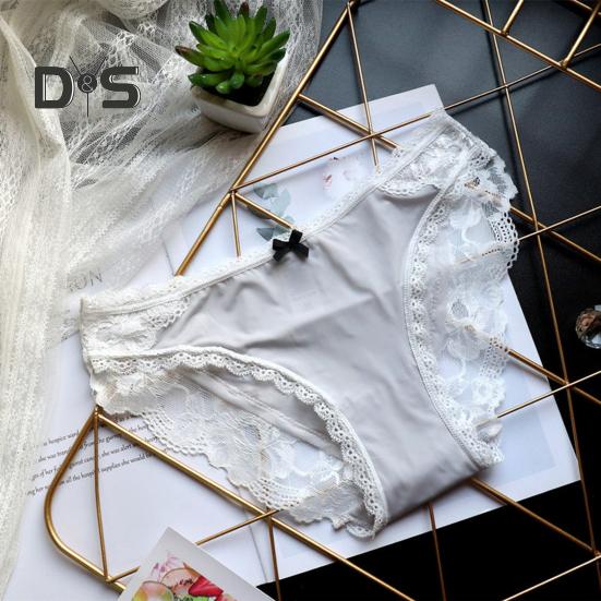 Damen-Unterwäsche aus Eisseide, sexy, niedrige Taille, Spitzenhöschen, nahtlos, unsichtbar, atmungsaktiv, Stretch-Unterhose