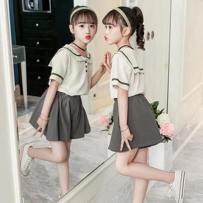 Girls' Summer Short-Sleeve Sports Two-Piece Set for Students