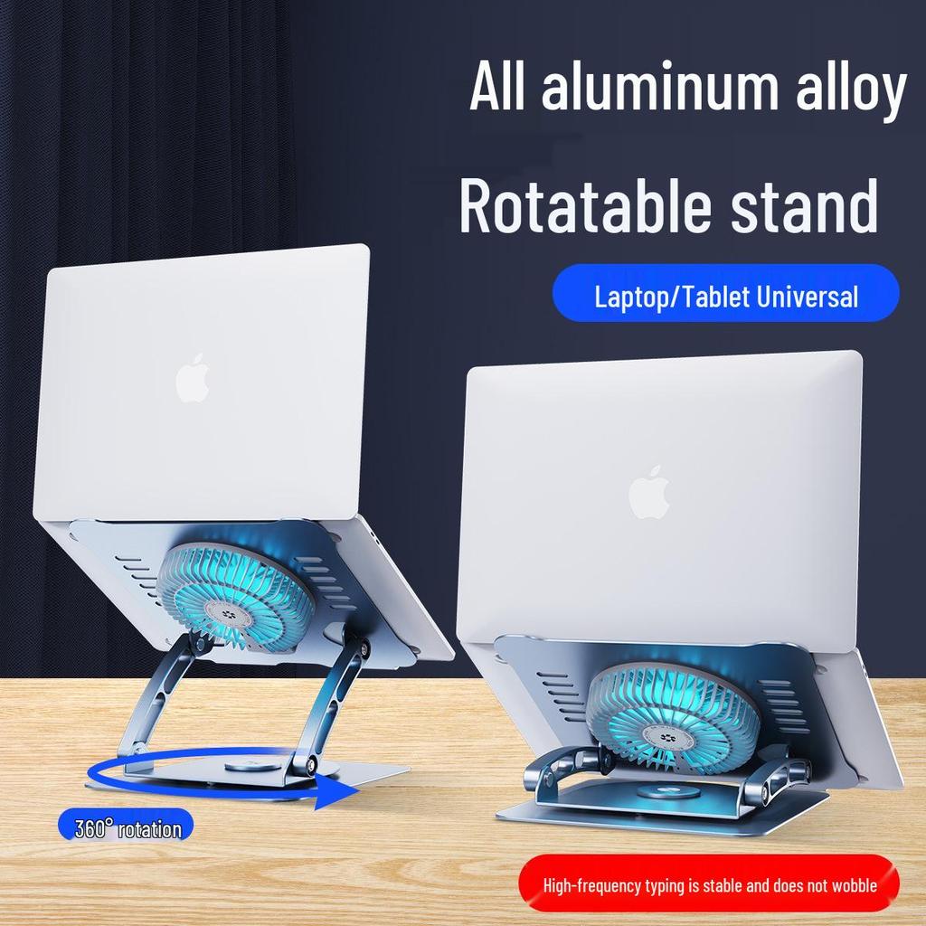 Aluminum Laptop Riser with Dual Fan Cooling