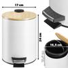KADAX Bathroom Trash Can 3L Waste for Bathroom with Pedal Bamboo