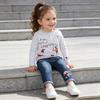 Girls Spring Autumn Long Sleeve Printed Sweatshirt and Denim Pants Set